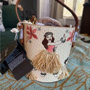 Loungefly Floral Hula Mini Bag - Cream and Brown